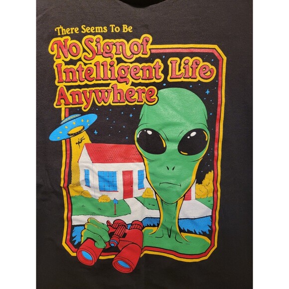 Alien T Shirt Mens 2XL Black There Seems To Be No Intelligent Life Anywhere DOM - Picture 2 of 4